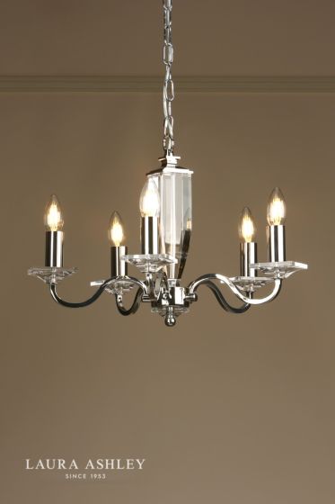 Där Lighting Laura Ashley Carson 5lt Chandelier Cut Glass & Polished Nickel