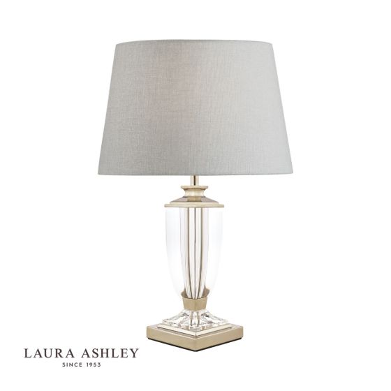 Där Lighting Laura Ashley Carson Small Table Lamp Polished Nickel & Crystal Base Only