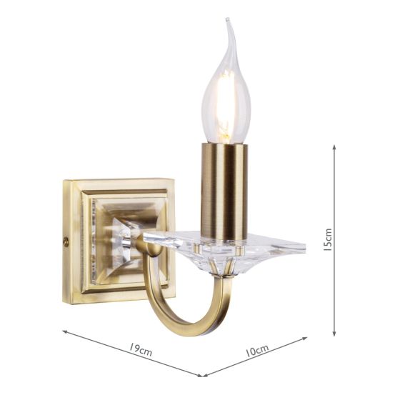 Där Lighting Laura Ashley - Carson Wall Light Antique Brass Glass