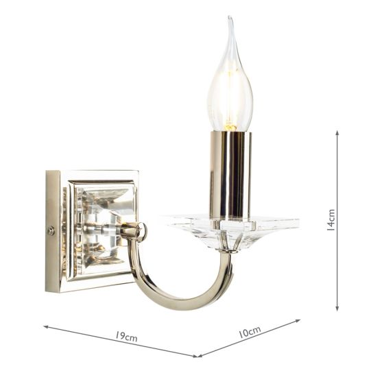 Där Lighting Laura Ashley - Carson Wall Light Polished Nickel Glass