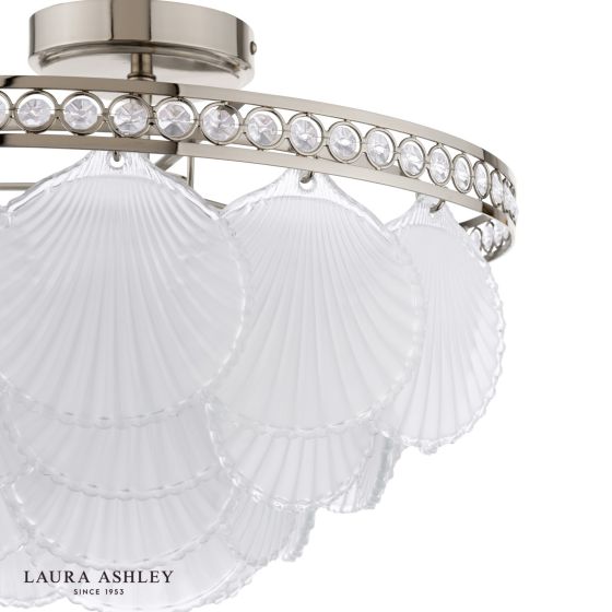 Där Lighting Laura Ashley Caverton 4 Light Semi-Flush Polished Nickel And White Glass