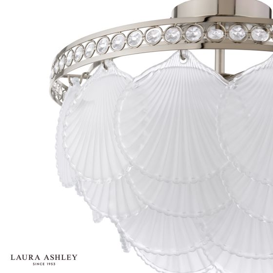 Där Lighting Laura Ashley Caverton 4 Light Semi-Flush Polished Nickel And White Glass