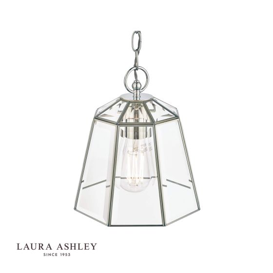 Där Lighting Laura Ashley Clayton Pendant Polished Silver Glass