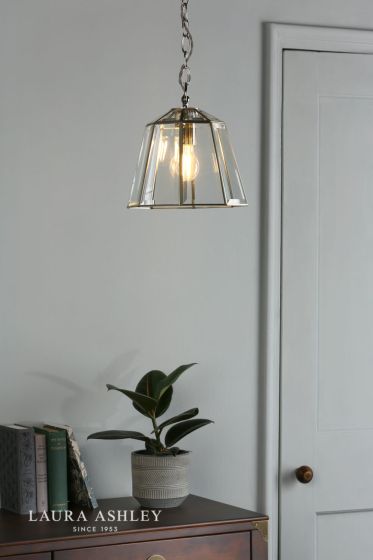 Där Lighting Laura Ashley Clayton Pendant Polished Silver Glass