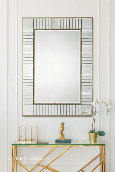 Där Lighting Laura Ashley Clemence Large Rectangle Mirror Gold Leaf 120 X 88cm
