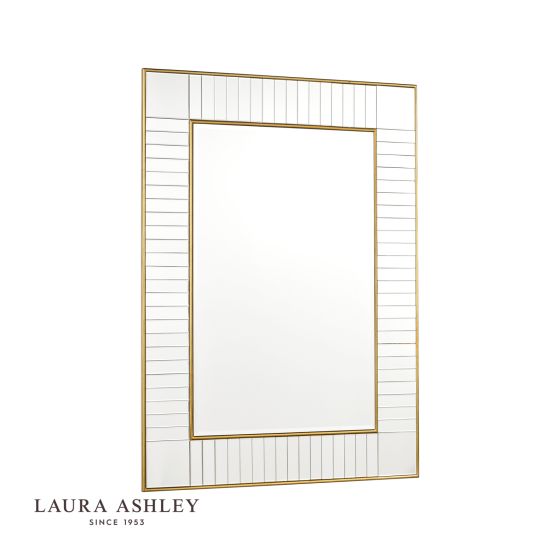 där lighting Laura Ashley Clemence Large Rectangle Mirror Gold Leaf 120 x 88cm
