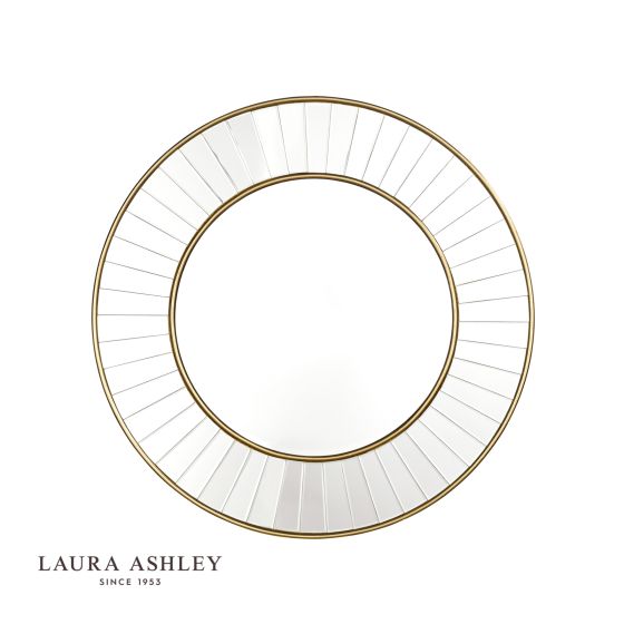 där lighting Laura Ashley Clemence Medium Round Mirror Gold Leaf 80cm
