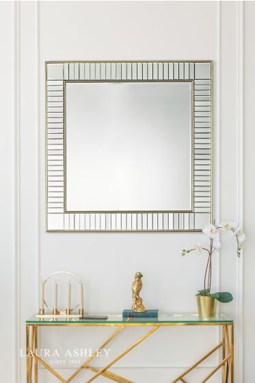 Där Lighting Laura Ashley Clemence Square Mirror Gold Leaf 90cm