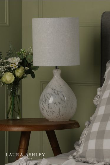 Där Lighting Laura Ashley Confetti Table Lamp White Art Glass And Silver With Shade