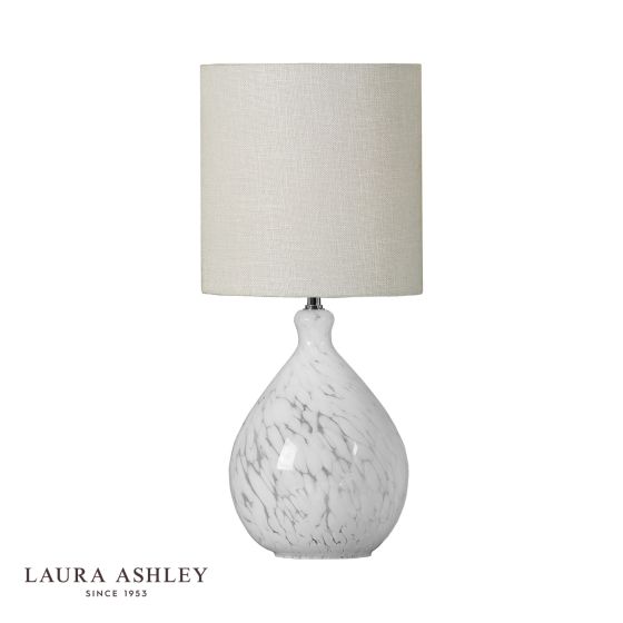 där lighting Laura Ashley Confetti Table Lamp White Art Glass and Silver With Shade