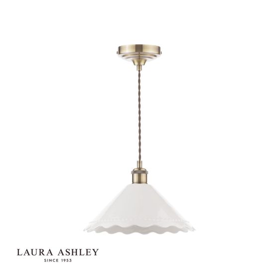 Där Lighting Laura Ashley Daws Pendant White Ceramic And Antique Brass