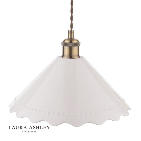 Där Lighting Laura Ashley Daws Pendant White Ceramic And Antique Brass