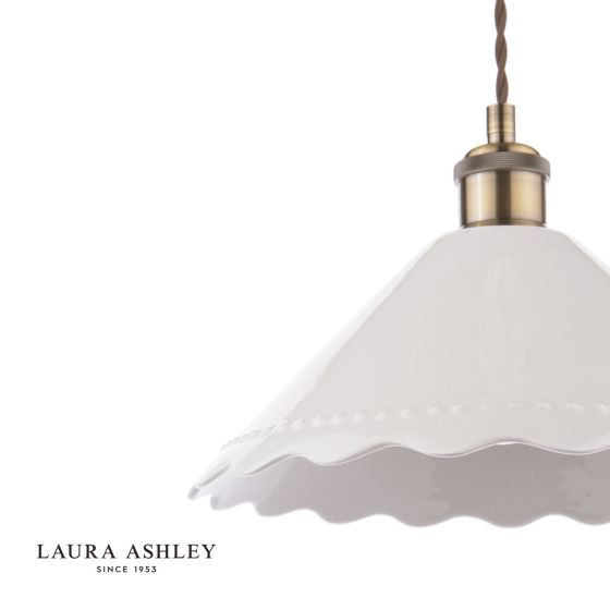 Där Lighting Laura Ashley Daws Pendant White Ceramic And Antique Brass