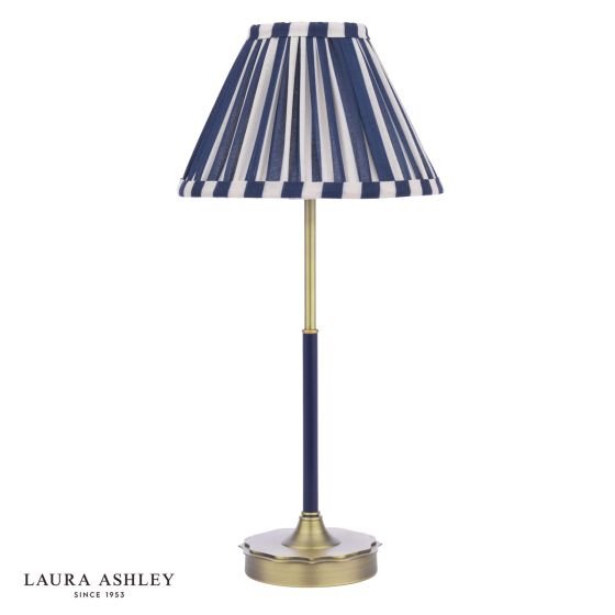 Där Lighting Laura Ashley Denwick Table Lamp Matt Antique Brass And Satin Blue With Shade