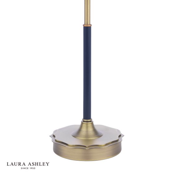 Där Lighting Laura Ashley Denwick Table Lamp Matt Antique Brass And Satin Blue With Shade