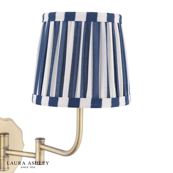 Där Lighting Laura Ashley Denwick Wall Light Matt Antique Brass And Satin Blue With Shade