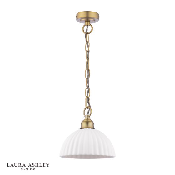 Där Lighting Laura Ashley Durford Pendant Matt Antique Brass And White Ceramic