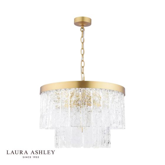 Där Lighting Laura Ashley Durnsford 4 Light Pendant Matt Antique Brass And Glass