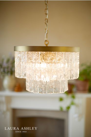 Där Lighting Laura Ashley Durnsford 4 Light Pendant Matt Antique Brass And Glass