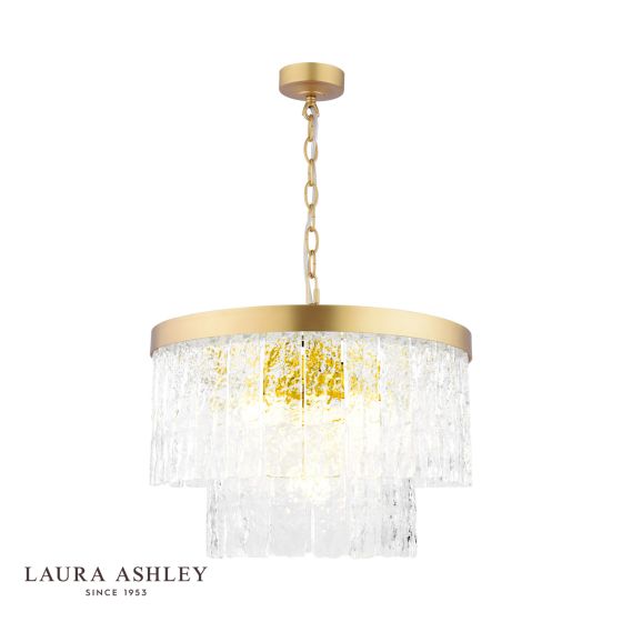 där lighting Laura Ashley Durnsford 4 Light Pendant Matt Antique Brass and Glass