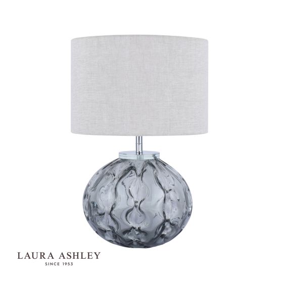 Där Lighting Laura Ashley Elderdale Table Lamp Smoked Glass & Polished Chrome With Shade