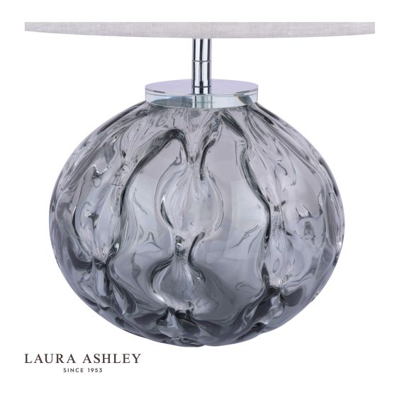 Där Lighting Laura Ashley Elderdale Table Lamp Smoked Glass & Polished Chrome With Shade