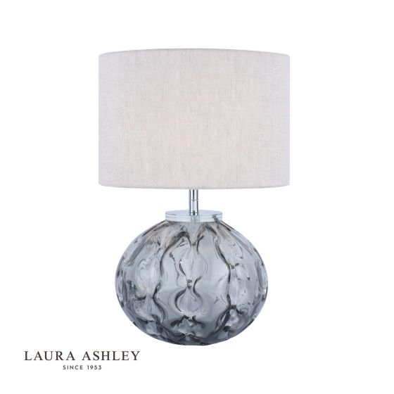 där lighting Laura Ashley Elderdale Table Lamp Smoked Glass & Polished Chrome With Shade