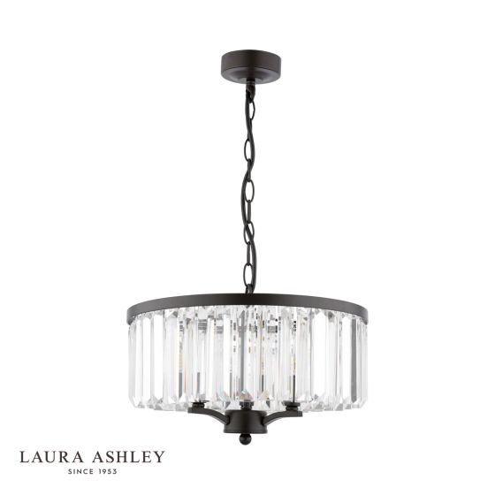 Där Lighting Laura Ashley Elkwood 3 Light Pendant Crystal And Black