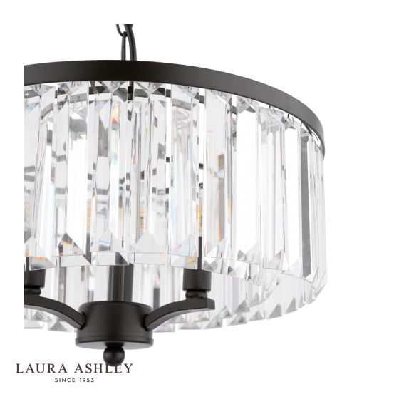 Där Lighting Laura Ashley Elkwood 3 Light Pendant Crystal And Black