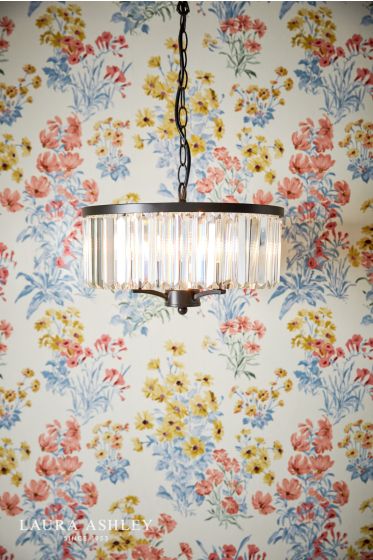 Där Lighting Laura Ashley Elkwood 3 Light Pendant Crystal And Black