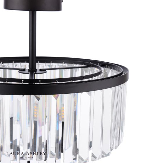 Där Lighting Laura Ashley Elkwood 3 Light Semi-Flush Crystal And Black