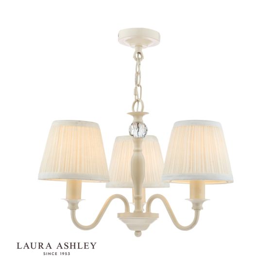 där lighting Laura Ashley Ellis 3lt Pendant Ivory With Shades