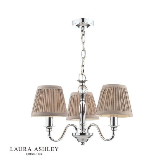 Där Lighting Laura Ashley Ellis 3lt Pendant Polished Chrome With Shades