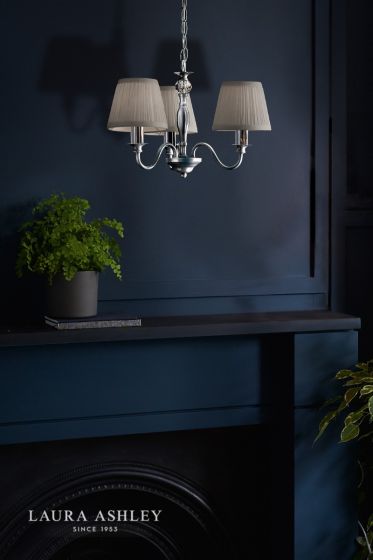 Där Lighting Laura Ashley Ellis 3lt Pendant Polished Chrome With Shades