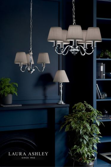 Där Lighting Laura Ashley Ellis 3lt Pendant Polished Chrome With Shades