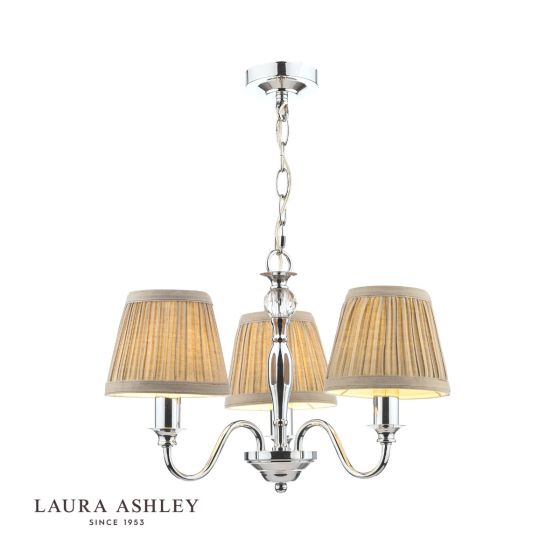 där lighting Laura Ashley Ellis 3lt Pendant Polished Chrome With Shades