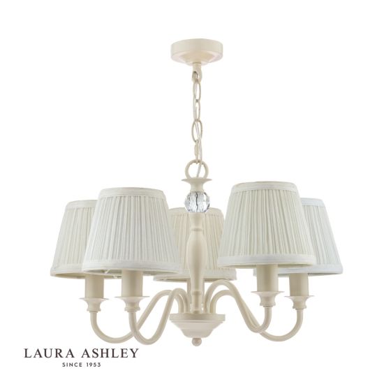 Där Lighting Laura Ashley Ellis 5lt Pendant Ivory With Shades