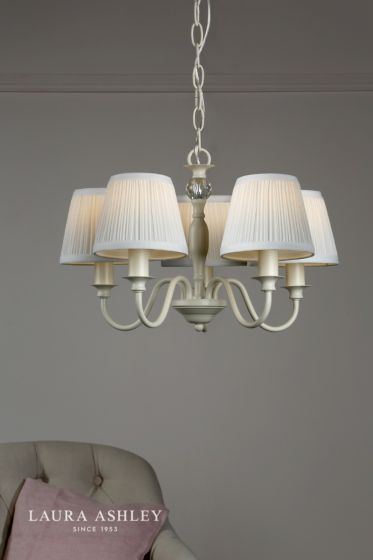 Där Lighting Laura Ashley Ellis 5lt Pendant Ivory With Shades
