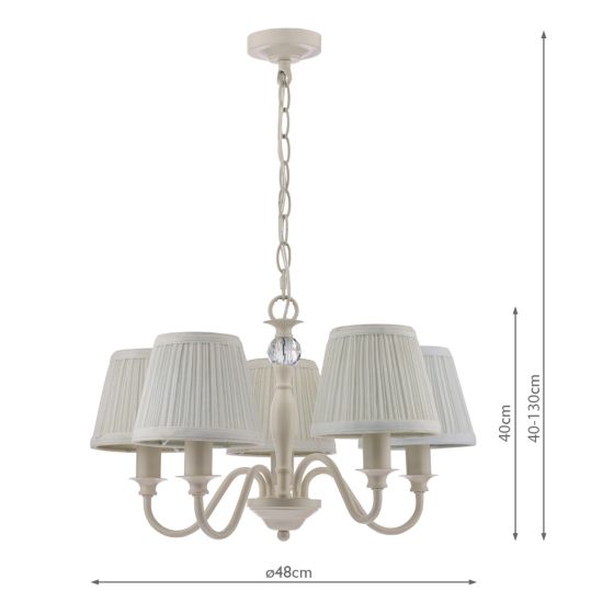 Där Lighting Laura Ashley Ellis 5lt Pendant Ivory With Shades
