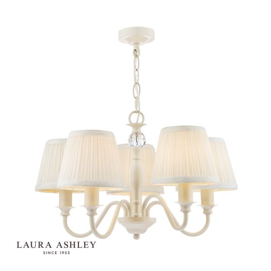 där lighting Laura Ashley Ellis 5lt Pendant Ivory With Shades
