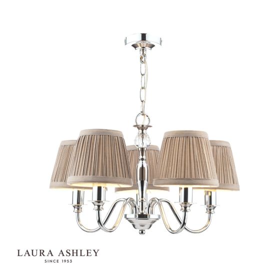 Där Lighting Laura Ashley Ellis 5lt Pendant Polished Chrome With Shades