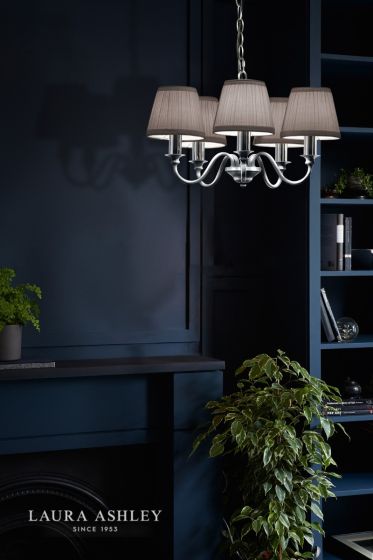 Där Lighting Laura Ashley Ellis 5lt Pendant Polished Chrome With Shades