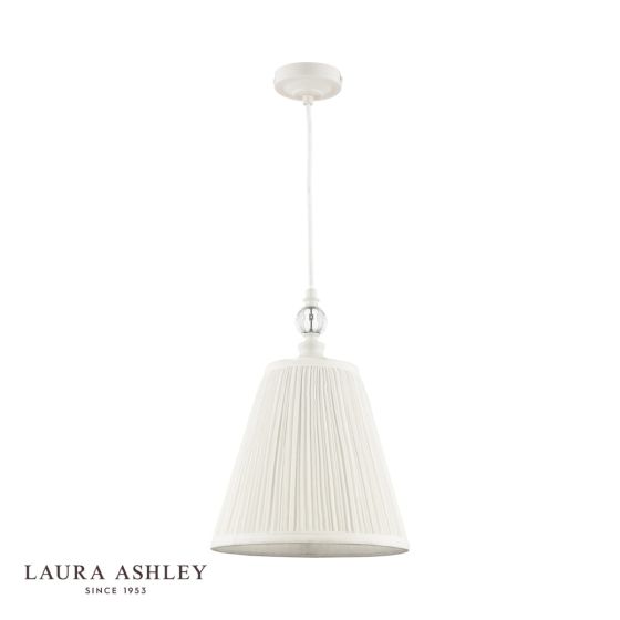 Där Lighting Laura Ashley Ellis Pendant Satin Cream And Crystal With Shade