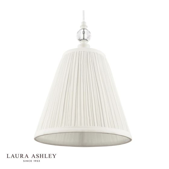 Där Lighting Laura Ashley Ellis Pendant Satin Cream And Crystal With Shade