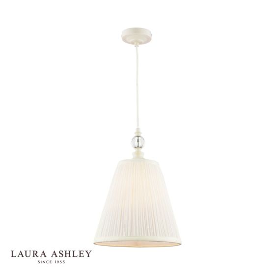 där lighting Laura Ashley Ellis Pendant Satin Cream and Crystal With Shade
