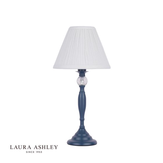 Där Lighting Laura Ashley Ellis Table Lamp Matt Blue & Crystal With Shade