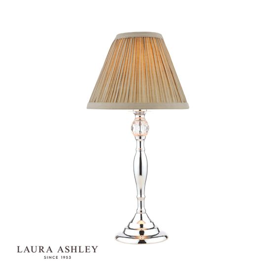 där lighting Laura Ashley Ellis Table Lamp Polished Chrome With Grey Shade