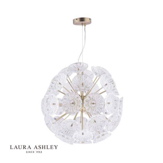 Där Lighting Laura Ashley Elwick 6 Light Pendant Textured Glass & Antique Brass