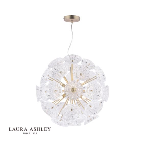 Där Lighting Laura Ashley Elwick 6 Light Pendant Textured Glass & Antique Brass