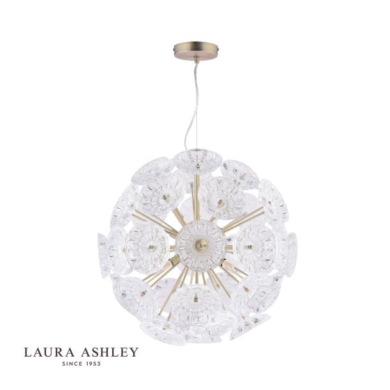 Där Lighting Laura Ashley Elwick 6 Light Pendant Textured Glass & Antique Brass
